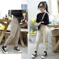 乌鹿女童休闲运动裤2020新款春秋外穿长裤中大童儿童洋气宽松米色裤子