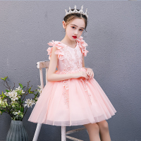 乌鹿女童背心连衣裙儿童超洋气吊带裙子女童蓬蓬纱周岁生日儿童晚礼服花童小主持人婚纱钢琴演出服小女孩公主裙礼服夏童装90码1