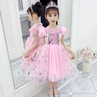 乌鹿女童爱莎公主裙夏装2021新款儿童洋气连衣裙女宝宝夏季蓬蓬网纱裙
