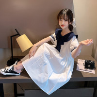 乌鹿夏装女童连衣裙2021年新款儿童裙子夏季洋气中大童学院风荷叶边裙子