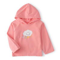 乌鹿 时尚女童童装外出服2021新款春季可爱粉嫩小云朵连帽卫衣纯棉 长袖宝宝儿童卫领长袖T恤衫打底衫洋气韩版潮