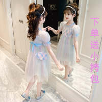 乌鹿童装女儿童连衣裙2021夏季新款中大童韩版洋气中大童5-10-15岁小女孩清新公主连衣裙