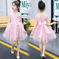 乌鹿童装女童连衣裙2021夏季韩版儿童连衣裙蕾丝公主裙网纱公主裙中大童5-6-12岁小孩演出服