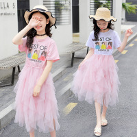 乌鹿童装女童连衣裙2021夏季新款韩版时尚印花中大童学生5-10-15岁女孩过膝小仙女长裙