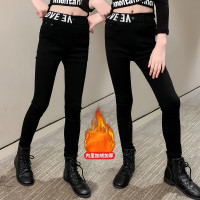 乌鹿童装女童裤子儿童加绒加厚牛仔裤3女宝宝5高腰8弹力9修身小脚裤12岁中小学秋冬打底裤小女孩棉裤