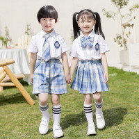 乌鹿童装校服夏季新款幼儿园园服小清新JK两件套英伦风班服男女童套装中小学生衬衫表演服