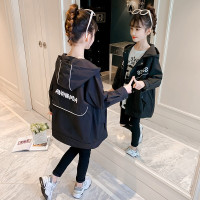乌鹿童装女童风衣外套春秋装2021连帽新款儿童洋气韩版中大童公主风时髦休闲运动衣服潮