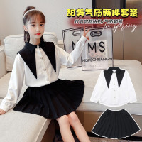 乌鹿童装女童春装学院风套装裙2021新款韩版儿童洋气甜美JK时髦中大童网红两件套裙