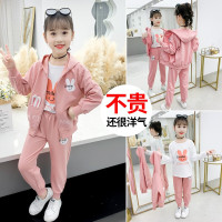 乌鹿童装女童套装秋装2020秋季新款韩版儿童运动套装小女孩时髦兔子外套长T运动休闲裤三件套