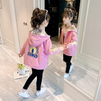 乌鹿女童外套春秋2021新款儿童连帽夹克小学生上衣潮