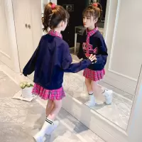 乌鹿女童套装儿童春装女孩卫衣短裙学生装学院风童装潮