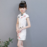 乌鹿女童旗袍夏季演出服儿童洋气中国风童装小女孩公主连衣裙唐装走秀