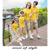 乌鹿沙滩亲子装夏装2021新款潮海边春秋母女母子洋气一家三口四口套装