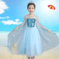 乌鹿爱莎公主裙冰雪奇缘2生日礼服女童连衣裙洋气蓬蓬纱儿童艾莎裙子