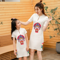 乌鹿中国风亲子母女旗袍儿童洋气旗袍裙4女童5岁夏装6女孩8古装11岁12