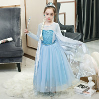 乌鹿冰雪奇缘公主裙爱莎女童连衣裙艾莎春夏季小女孩爱沙生日礼服裙子