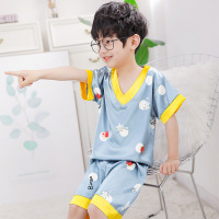 乌鹿女童睡衣夏季薄款中大童两件套装儿童宝宝套头卡通短袖空调家居服
