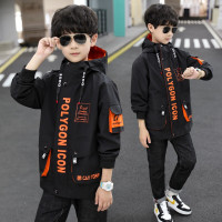 乌鹿童装男童外套春秋装外套2020春秋新款中大童休闲印花连帽外套时尚小男孩风衣外套3-15岁