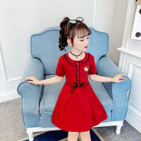 乌鹿童装女童连衣裙2021夏天季中大儿童短袖公主裙子女孩学院风棉布裙小学生网红纯棉衣服3-15岁