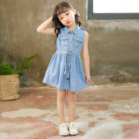 乌鹿童装女童连衣裙2021夏天季中大儿童洋气公主裙子女孩无袖背心裙小学生休闲牛仔裙3-14岁衣服