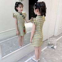 乌鹿童装女童连衣裙2021夏天季中大儿童洋气公主裙子女孩时尚旗袍小学生网红休闲古装衣服3-14岁