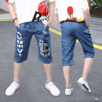 乌鹿男童夏天牛仔短裤中大童破洞中裤儿童夏季薄款外穿单裤潮