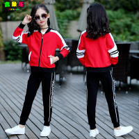 乌鹿三件套童装女童儿童套装春秋装2021新款中大童运动套装长袖T恤外套裤子小女孩衣服潮3-15岁