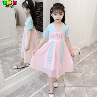 乌鹿童装女童连衣裙夏装2020新款儿童裙子中大童时尚洋气超仙中国风汉服古装裙小女孩公主裙演出服3-12岁