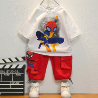 乌鹿儿童夏装男童套装短袖蜘蛛侠童装网红洋气夏季帅气男孩蜘蛛侠面具款