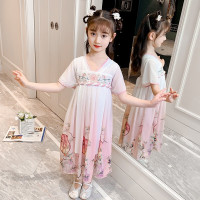 乌鹿女童夏装汉服连衣裙2021新款儿童夏款渐变色裙女孩洋气公主裙童装裙子夏季
