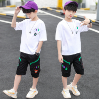 乌鹿童装男童夏装套装2021新款夏季韩版男孩夏天网红时髦帅气短袖T恤工装中裤两件套潮