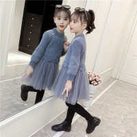 乌鹿童装女童连衣裙2020春秋装中大童拼接毛衣纱裙超洋气儿童公主裙小女孩裙儿童裙子