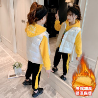 乌鹿女童卫衣三件套2021冬装新款洋气网红童装儿童秋冬装加绒加厚套装
