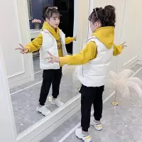 乌鹿女童卫衣三件套2021秋冬装新款洋气网红童装儿童秋冬装加绒加厚套装