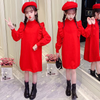 乌鹿女童毛衣连衣裙长袖2021秋冬新款中大童裙子英伦学院风儿童公主裙