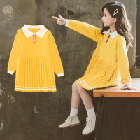 乌鹿女童连衣裙秋冬装毛衣公主裙2021新款韩版中大童洋气针织衫女孩休闲毛衣