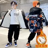 乌鹿儿童装男童冬装外套加绒2021年新款中大童男孩秋冬款洋气加厚衣服