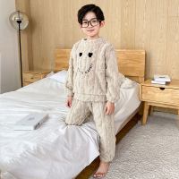 乌鹿儿童装男童睡衣秋冬款家居服加绒冬季珊瑚绒加厚男孩中大童法兰绒