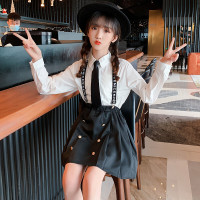 乌鹿儿童装女童春季套装2022新款儿童洋气春秋装中大童洋气可爱领带JK套装潮