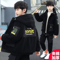 乌鹿儿童装男童羊羔绒外套冬装儿童加绒加厚保暖上衣大童洋气潮男孩2021新款