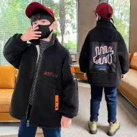 乌鹿儿童装男童羊羔绒外套加绒冬装2021新款新款儿童毛毛衣加厚秋冬款童装潮