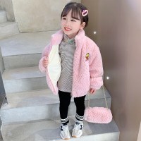 乌鹿儿童装女童加绒外套冬款2021新款宝宝加厚羊羔毛衣服冬装儿童毛毛