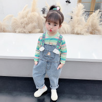 乌鹿童装女童牛仔背带裤春秋韩版2022新款春季儿童洋气小童春装女宝宝裤子