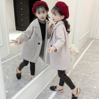 乌鹿女童外套中大童毛呢春秋装2021春秋新款韩版洋气小女孩中长款儿童秋款呢子大衣学生上衣潮