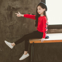 乌鹿童装女童套装2021春季长袖卫衣休闲裙裤大童儿童两件套女孩小孩衣服蝴蝶结抖音