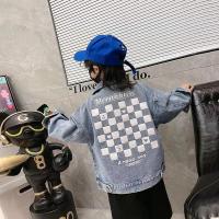乌鹿童装男童牛仔外套春秋款2022新款童装炸街儿童上衣棋盘格宽松春装潮款