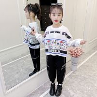 乌鹿女童春秋套装2021新款网红大儿童衣服时髦洋气春秋季运动两件套潮