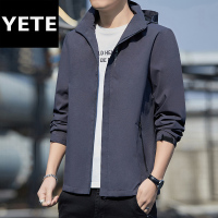 爺特(YETE)冲锋衣外套男春秋季连帽夹克男休闲运动风衣男秋装外套