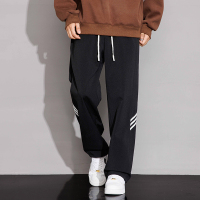 爺特(YETE)重磅卫裤男士春秋季新款美式条纹运动裤宽松直筒休闲潮牌长裤