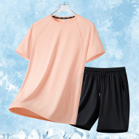 爺特(YETE)2025夏季情侣冰丝短袖简约休闲T恤短裤套装